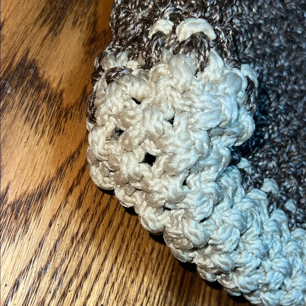 Rare Hand Crafted Brown and Cream Crochet macrame Satchel one of a kind